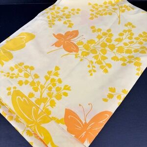 Springmaid Flat Sheet Vintage Butterfly Floral Yellow Orange Wondercale Twin